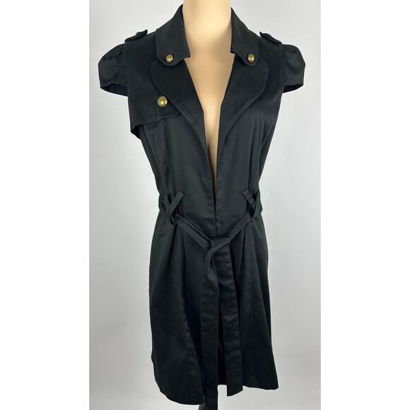 NWT Voom by Joy Han USA Size Medium Black Trench Coat Goth Whimsygoth - Picture 1 of 16
